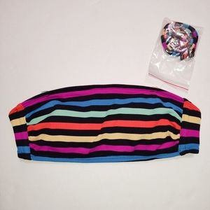 Xhilaration Rainbow Strapless Ribbed Bikini Top XS